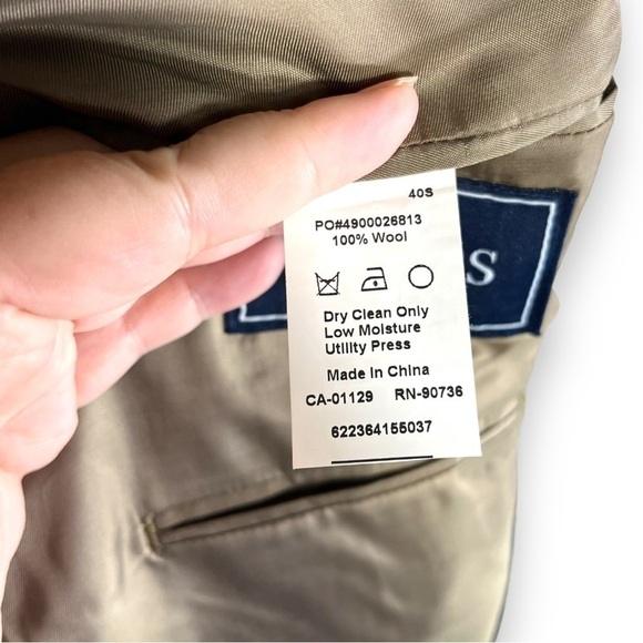 Chaps 100% Wool Single Breasted 2 Button Sportscoat Blazer, Brown Tweed, 40S - Picture 5 of 10